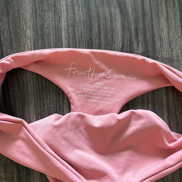 437 Active Swimwear Womens Pink Tie-Front Bandeau Bikini Set Small - Picture 6 of 10